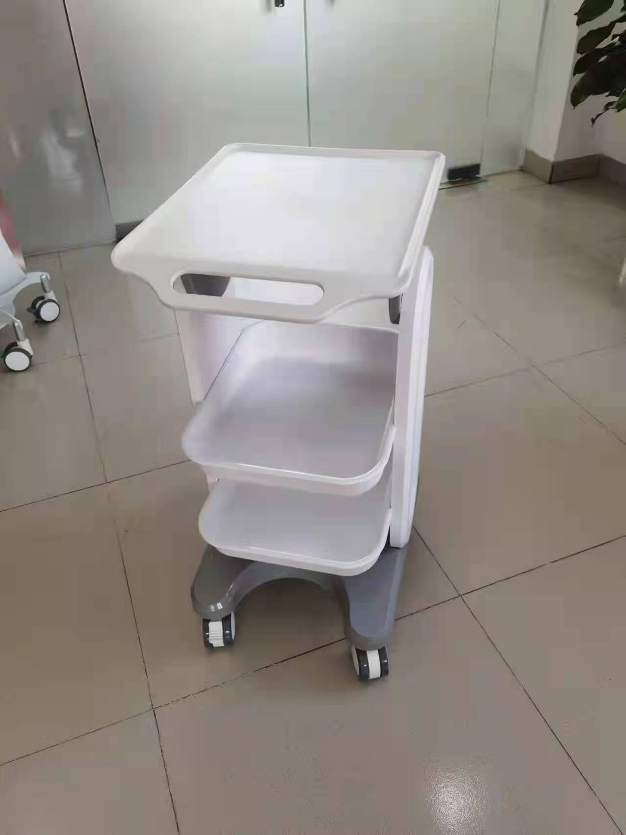 Simple abs clinic dental and oral tool cart, double tray mobile trolley, storage rack, medical equipment, beauty worker undefined