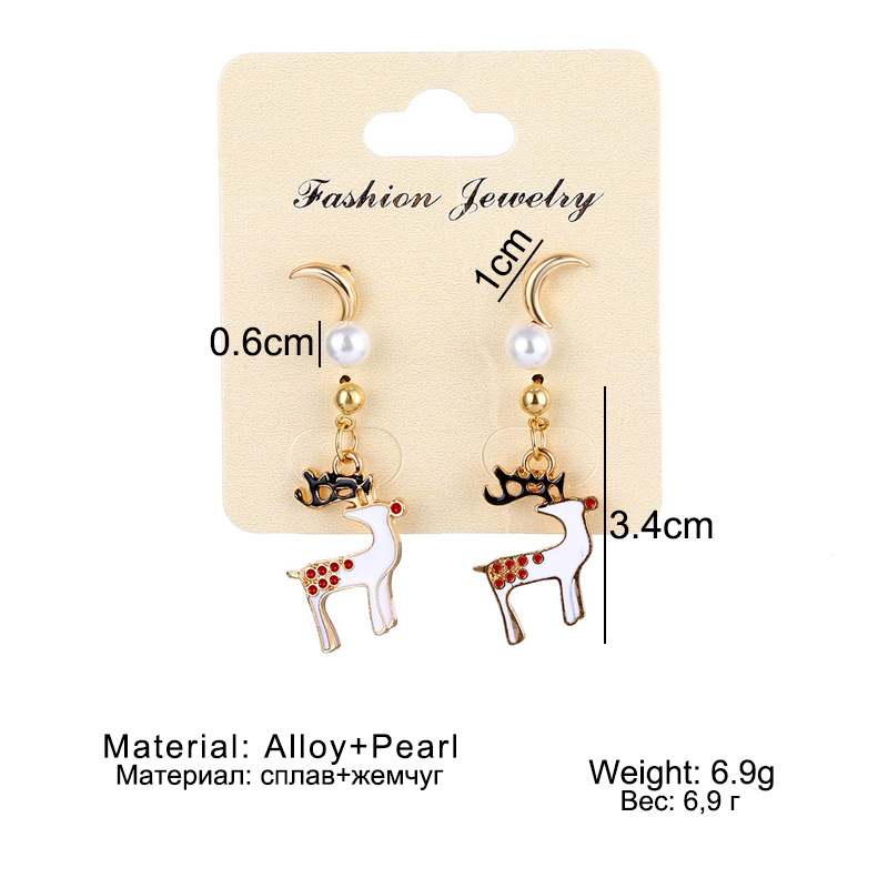 Christmas snowflake elk bell alloy earrings, European and American cross-border Christmas tree resin stud earrings details Picture