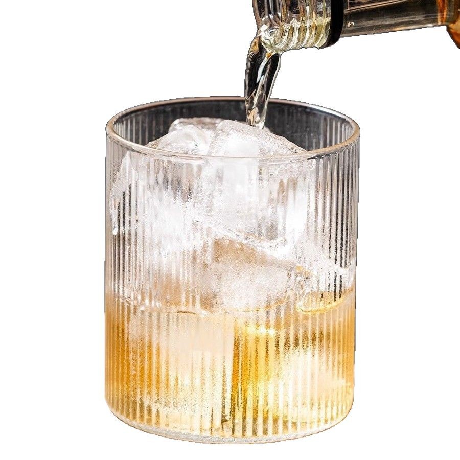 Household vertical pattern drinking cups in stock, high borosilicate glass single-layer cups, whisky glasses, juice cold drink cups Item Picture