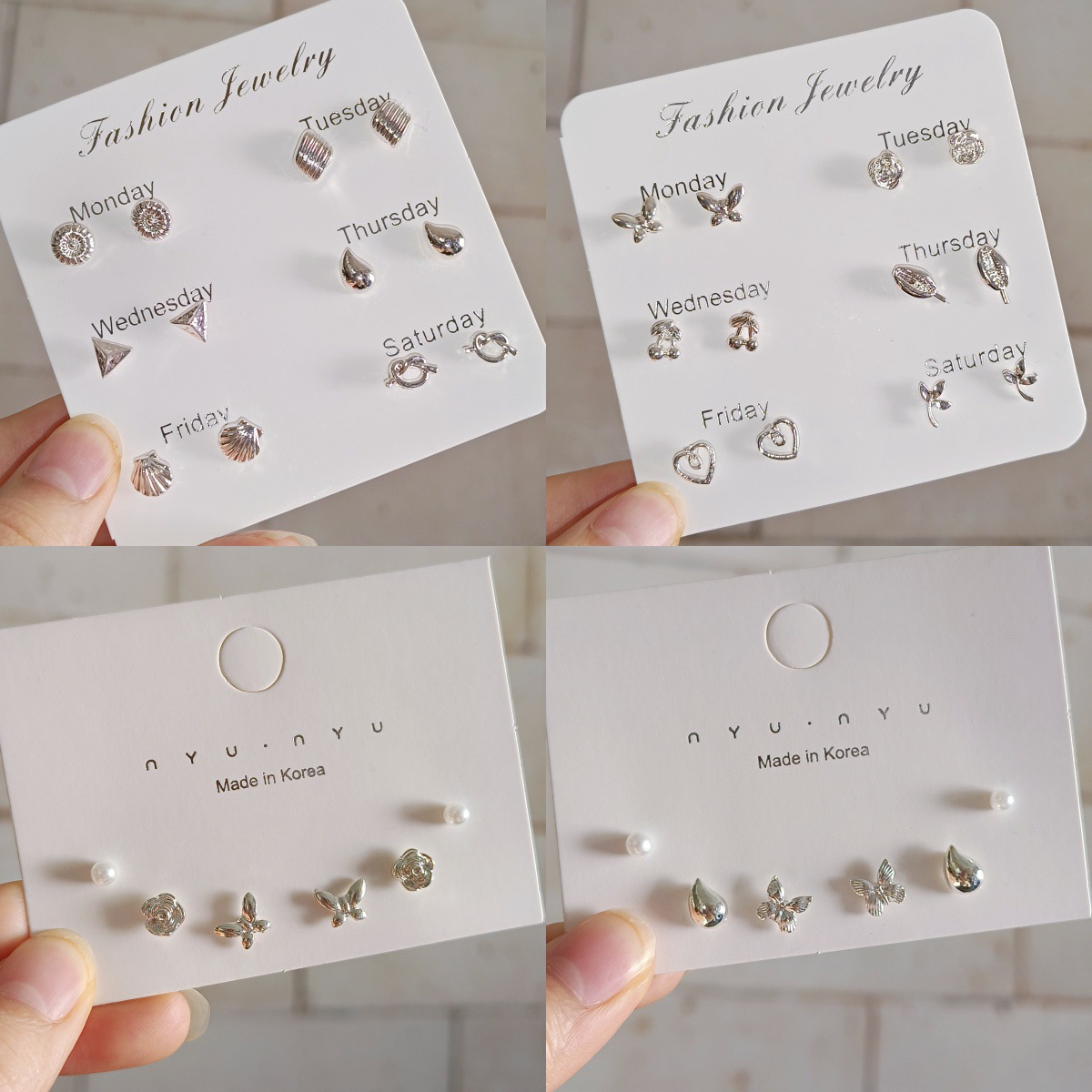 This exquisite and versatile butterfly flower geometric set with stud earrings is trendy and simple for daily commuting full figure