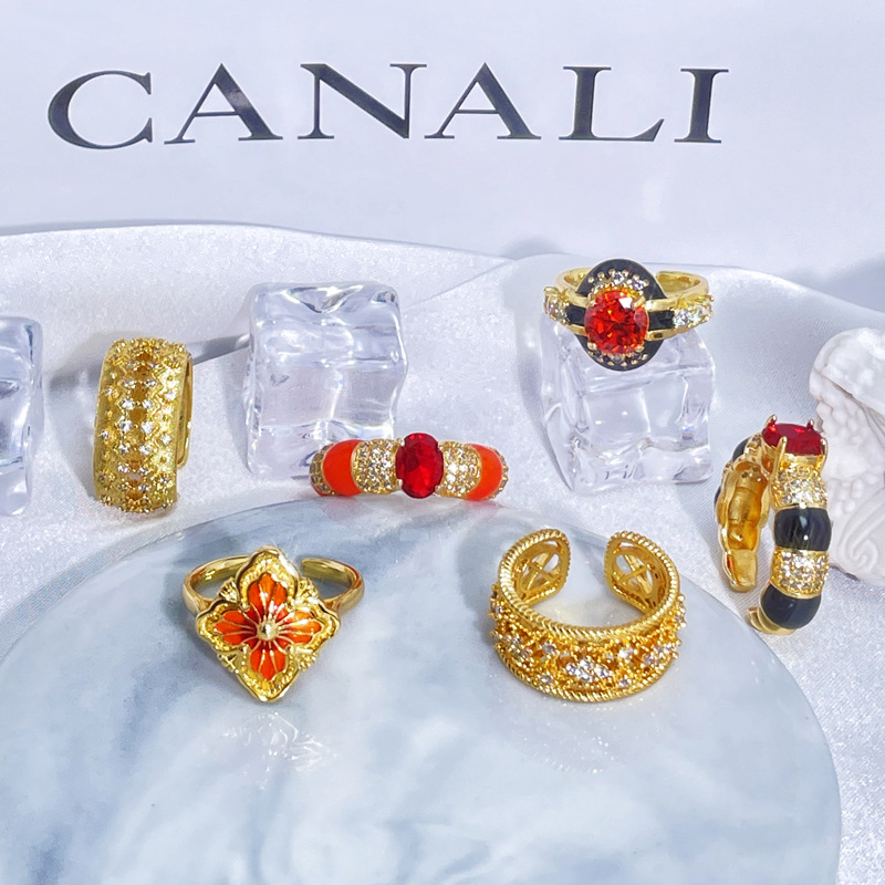 Retro court-style hollowed-out lace atmosphere, new Chinese-style open ring, women's fashionable, exquisite, light luxury and high-end ring details Picture