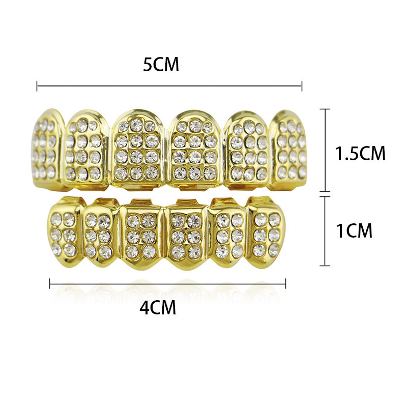 Cross-border dental braces with 72 diamonds, hip-hop style, full diamonds, hip-hop gold and silver hip-hop braces, dentures Item Picture