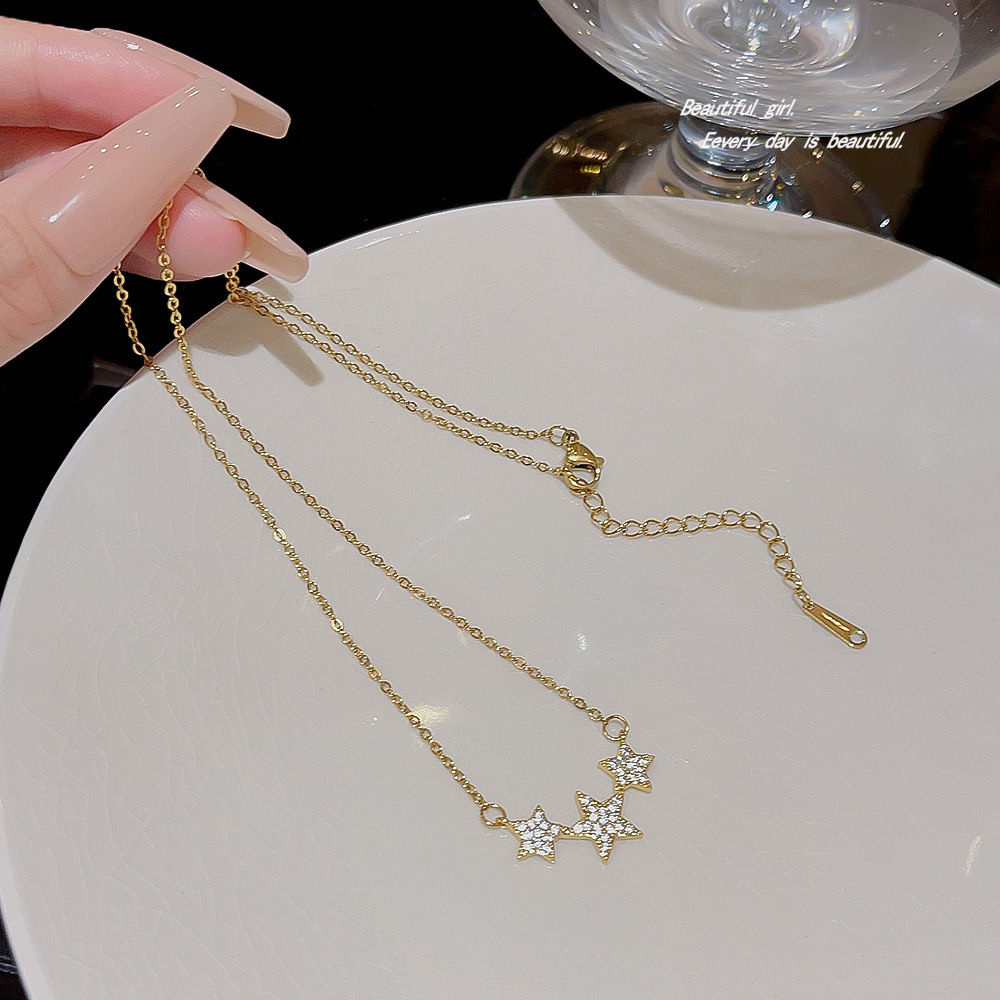 Sweet and cool star necklace accessory, women's light luxury niche design collarbone chain, new Korean Internet celebrity necklace, Yiwu accessory Specification drawing