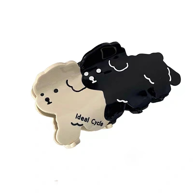 Korean-style acetic acid puppy dog grabber, laid-back style, ins shark clip headwear, cute hairpin, back of the head hairpin Item Picture