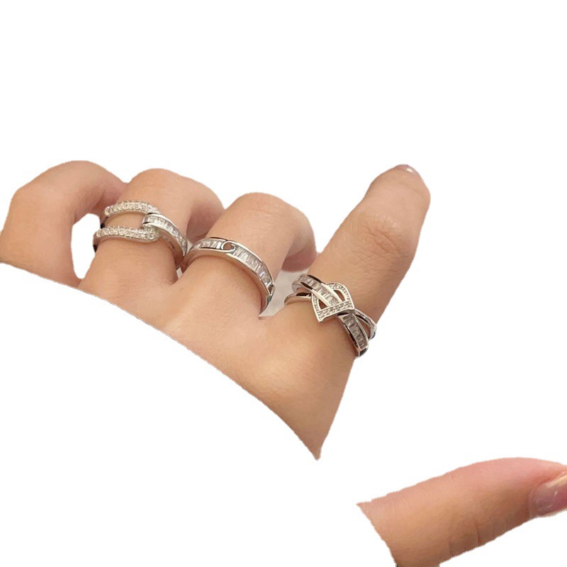 A new Korean style of layered star-shaped zircon ring for women's ins, with a cold and elegant touch and a slightly inlaid index finger opening ring trend Item Picture