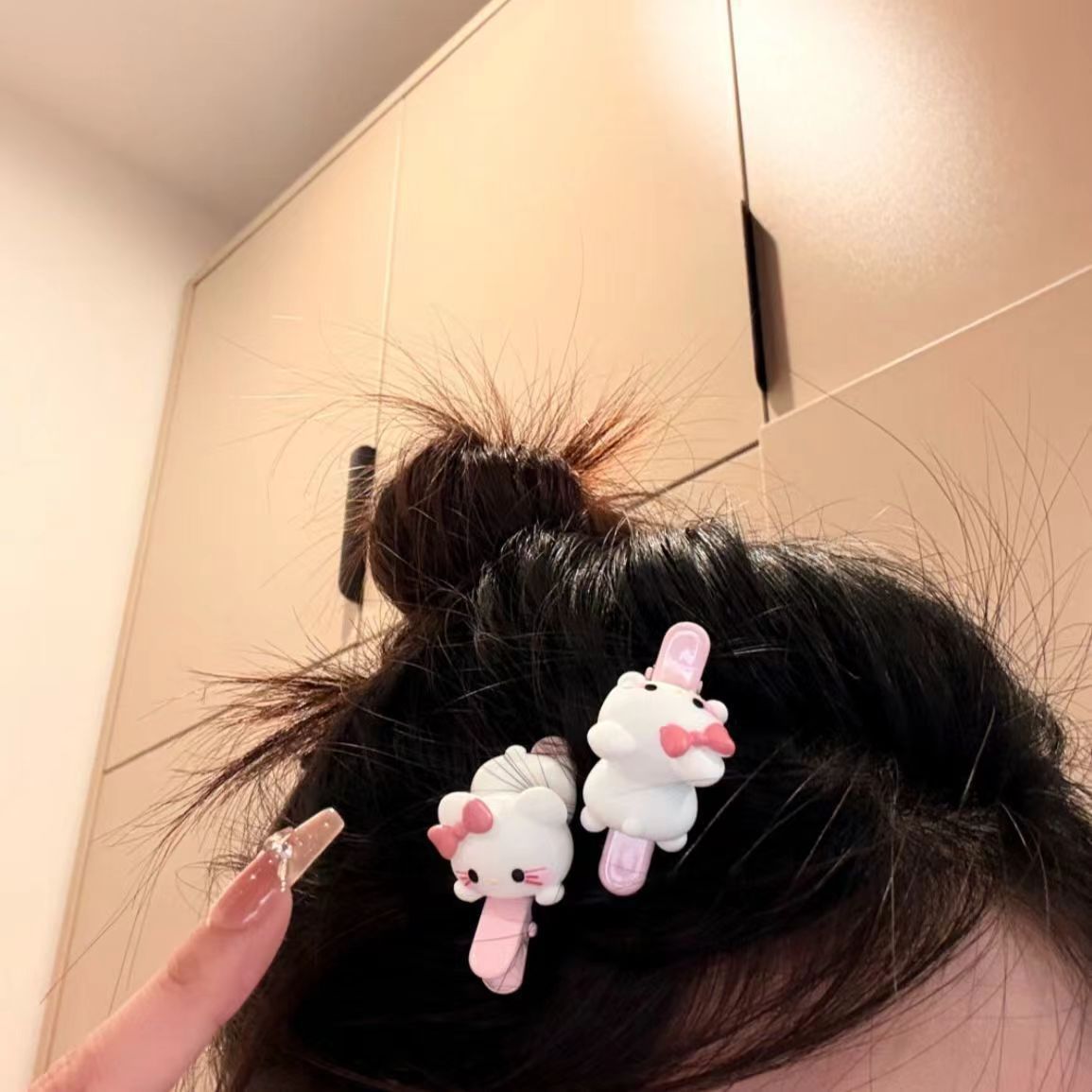 Hellokitty Papap Side Clip, kt Cat straight clip, bangs clip, side clip, ducktail clip, Hairpin without trace Specification drawing