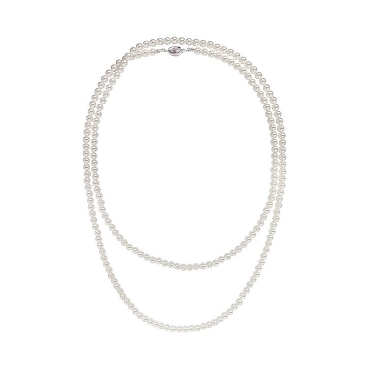 A variety of wearing methods, long pearl necklace, round and bright, with a light luxury and French style Item Picture