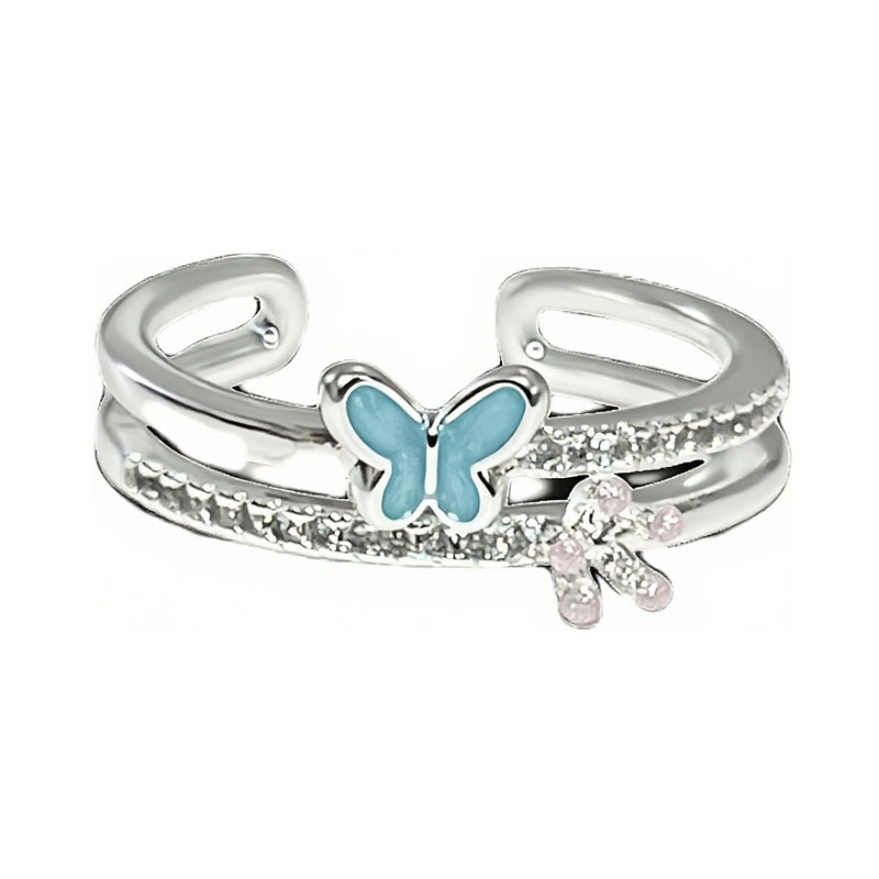 The ice blue butterfly ring is dreamy and dynamic. The butterfly opening ring is a sweet and romantic, light luxury and niche fashion ring for women Item Picture