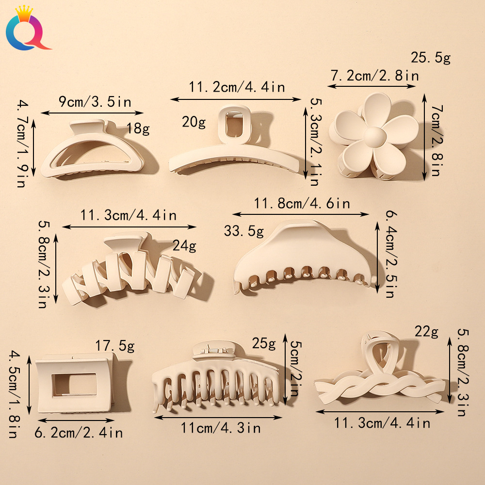 Qiyue Korean-style hair accessories, coffee-colored shark clips, matte hair clips, fashionable clips, updo hair grabbers, hot-selling accessories in Yiwu Application Scenario