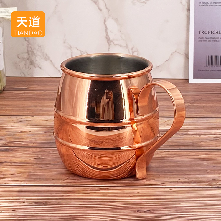 Cocktail stainless steel cups, copper-plated beer mugs, Moscow mule cups, bar rolled-up mugs, large capacity full figure