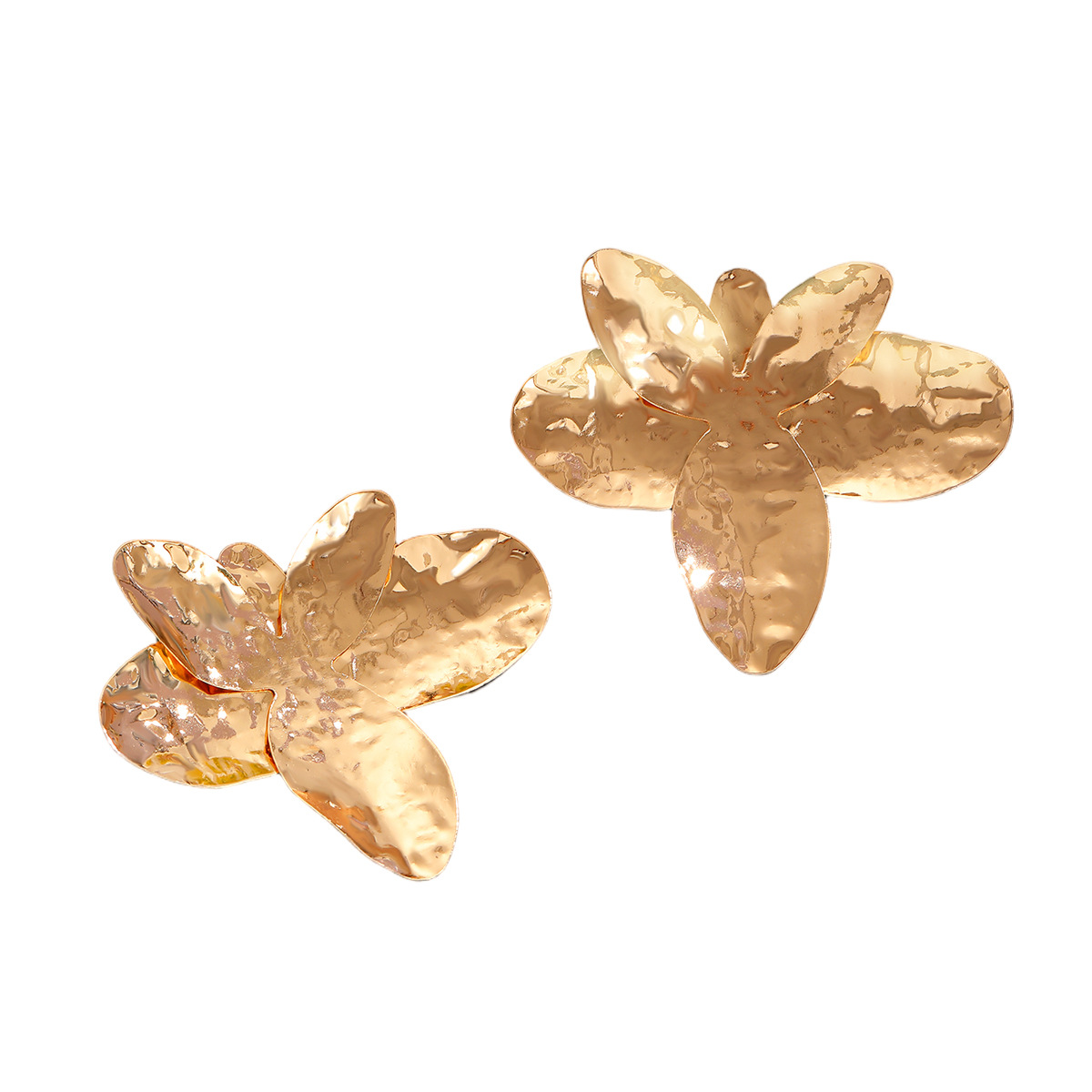 European and American cross-border fashion exaggerated irregular pleated petal earrings women 's personalized flower stud earrings Item Picture