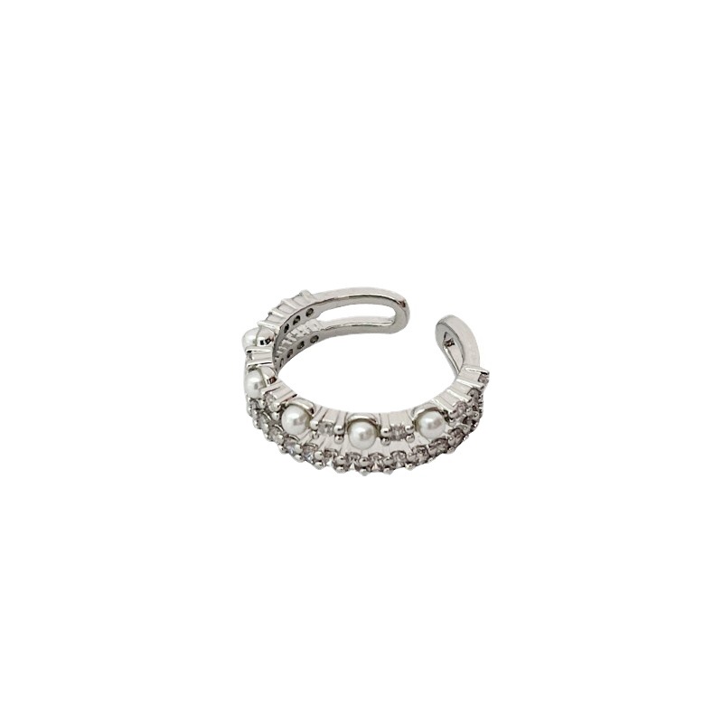 Gentle and elegant, sweet and cool pearl zircon open ring, a delicate and light luxury Korean Internet celebrity fashion and personality food ring Item Picture