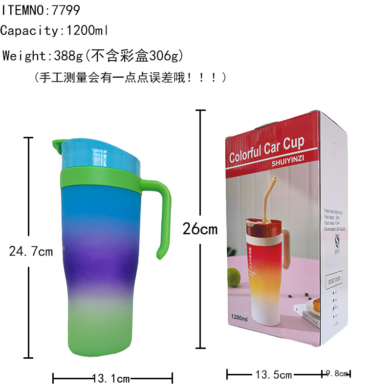 Summer car ice King Cup straw double-drinking gradient color car cup in stock wholesale portable handle plastic water cup Application Scenario