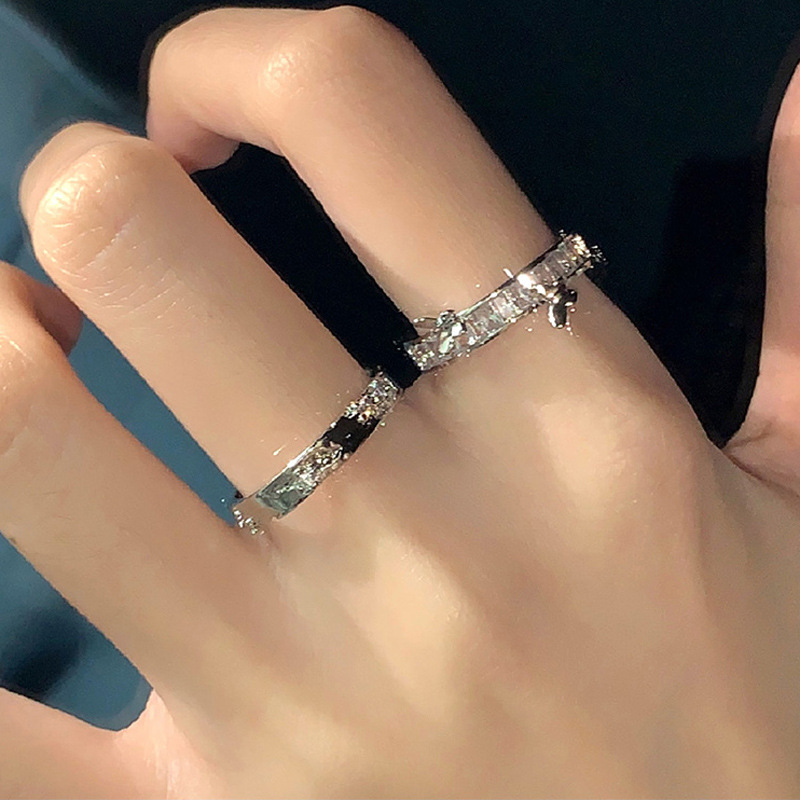 Exquisite three-dimensional butterfly zircon stacked band ring, a popular Korean Instagram trendy adjustable opening ring bracelet full figure