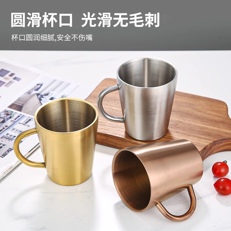 Cross-border double-layer insulated tape handle office coffee, milk cup, water cup, 304 stainless steel mug, beer mug Specification drawing