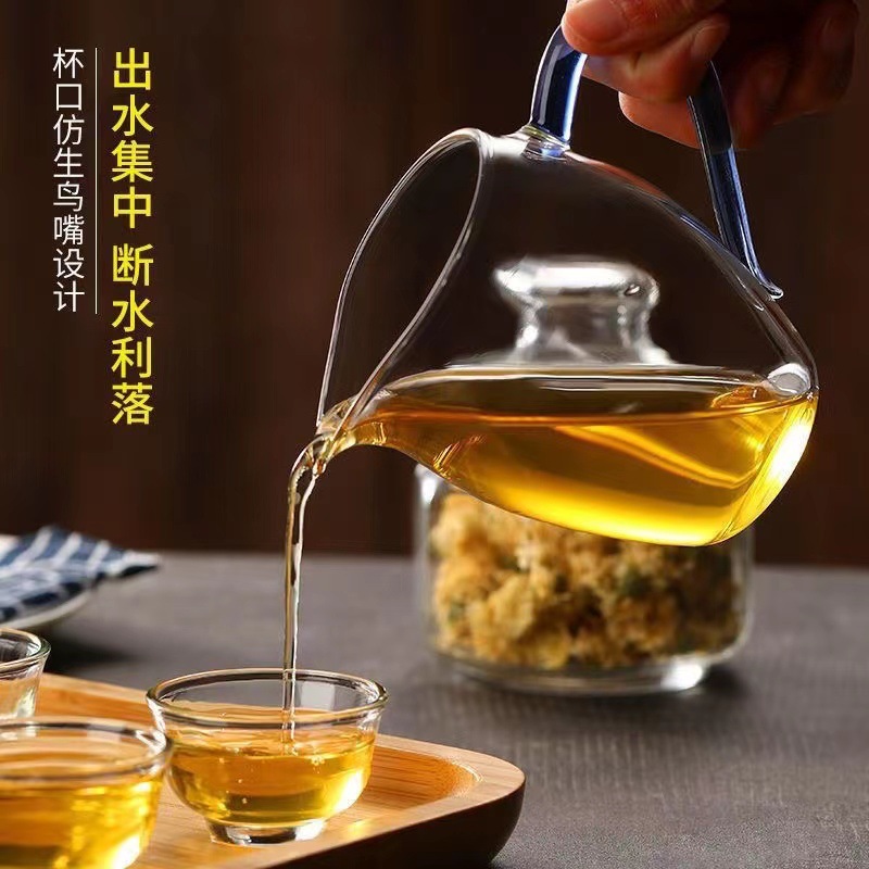 Wholesale high borosilicate glass fair cups, thickened high-temperature resistant tea sea cups, public cups, household Gongfu tea sets with handles, tea cups Specification drawing