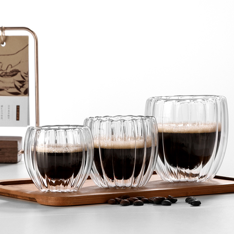 Wholesale high borosilicate heat-resistant double-layer glass cups with handles, custom-made high-temperature resistant household coffee cups details Picture