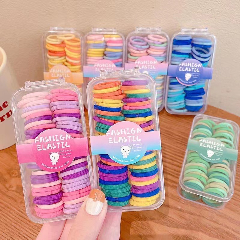 100 box-packed children's seamless little chiu Chiu hair bands that won't hurt your baby's hair, cute and highly elastic hair ties full figure
