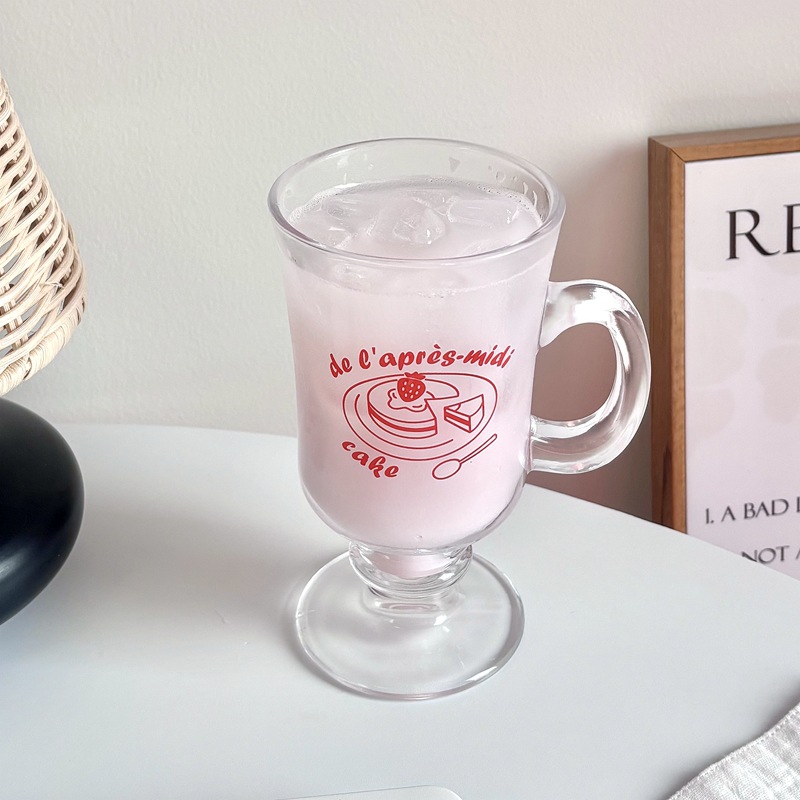 High appearance level, ins girl heart, glass cup with handle, juice cup, latte coffee cup, household water cup, milk cup full figure