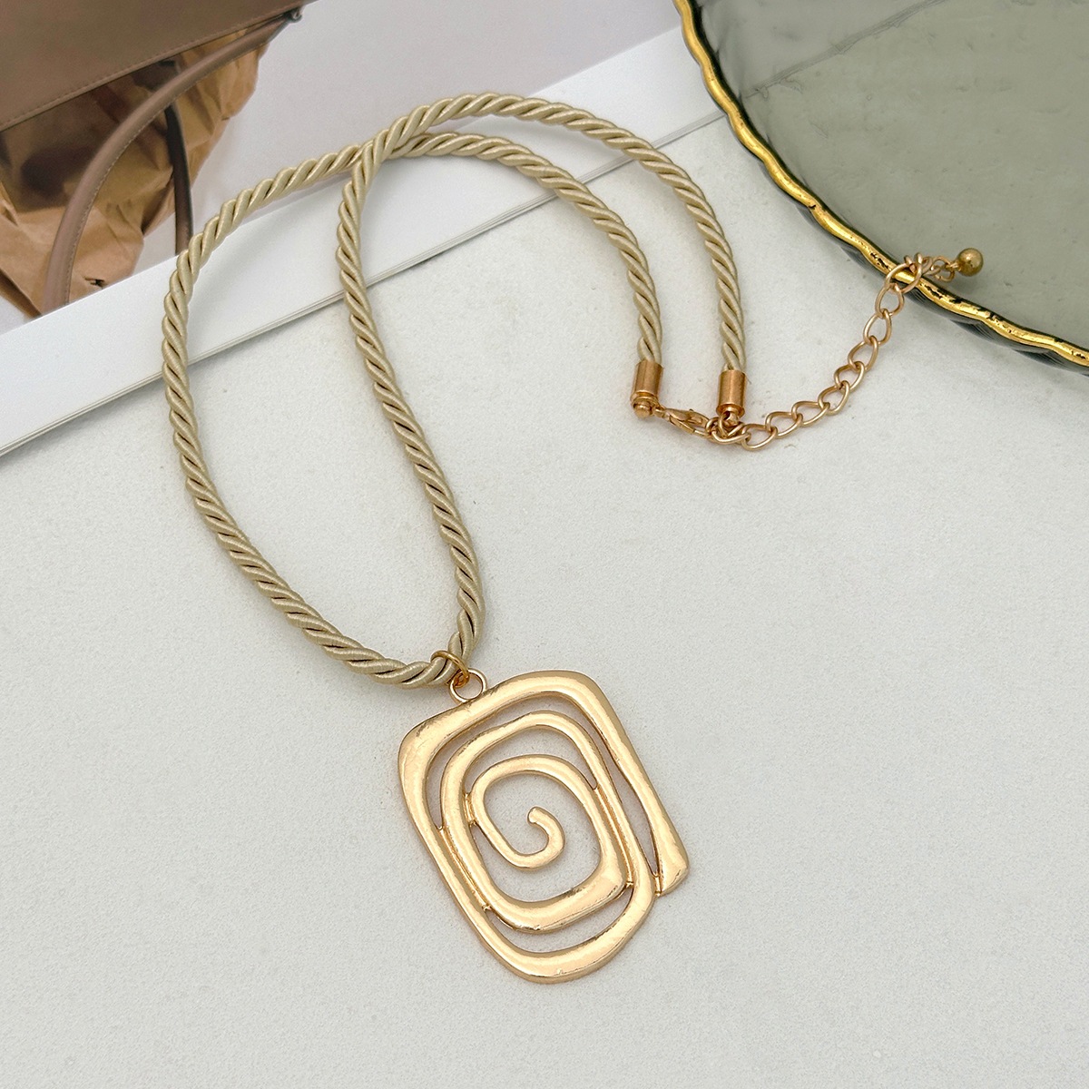 European and American cross-border jewelry, fashionable irregular CCB round bead beaded bracelet, ins personalized style spiral pendant necklace Application Scenario