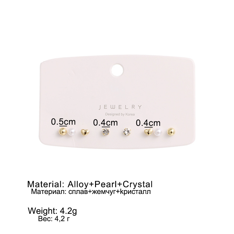 ins Cold style geometric metal set earrings for women, simple and individual ear rings, small golden ball earrings Specification drawing
