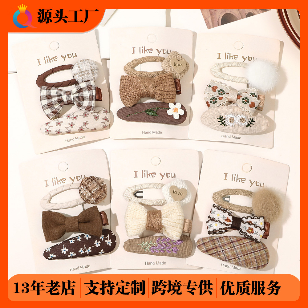 Qiyue Cross-border Bow Hair Clip, fabric hair clip, no damage to hair, side bangs clip, broken hair, bb clip accessories wholesale full figure