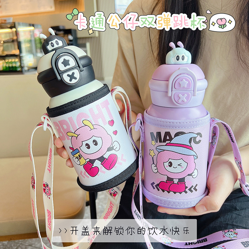 The new children's insulated cup has a high appearance level and a large capacity. It is made of 316 stainless steel and is suitable for both men and women to carry with straps details Picture
