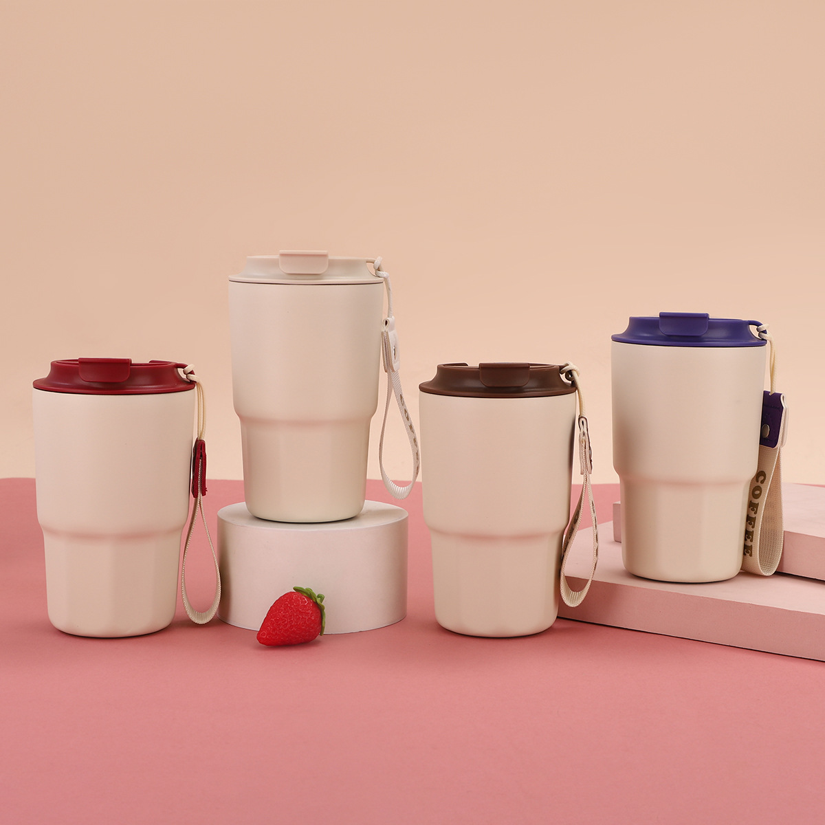 Wholesale of new 316 stainless steel double-layer vacuum insulated coffee cups with high appearance standards and handles full figure