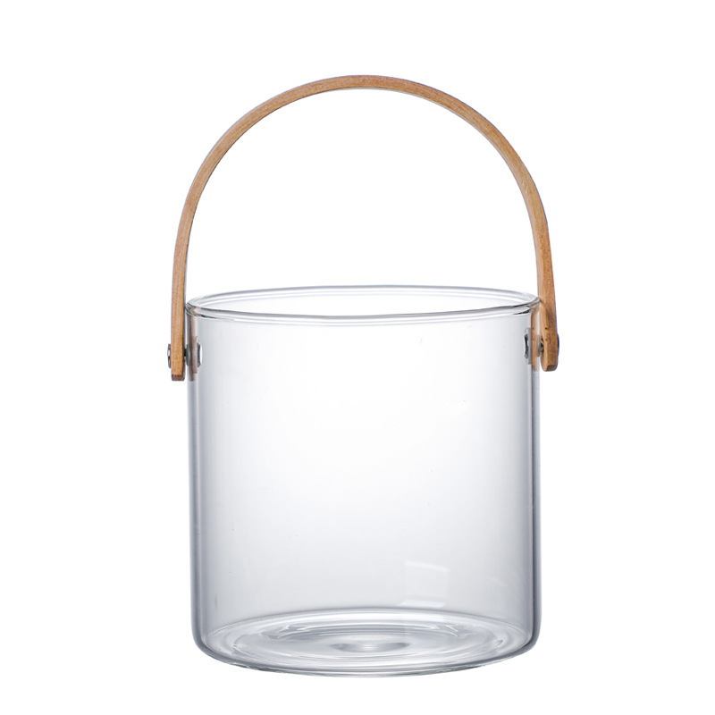 Household glass transparent fruit basket, hand-held red wine and champagne bucket, bar and ktv ice cube bucket, chilled beer and fruit wine bucket Item Picture