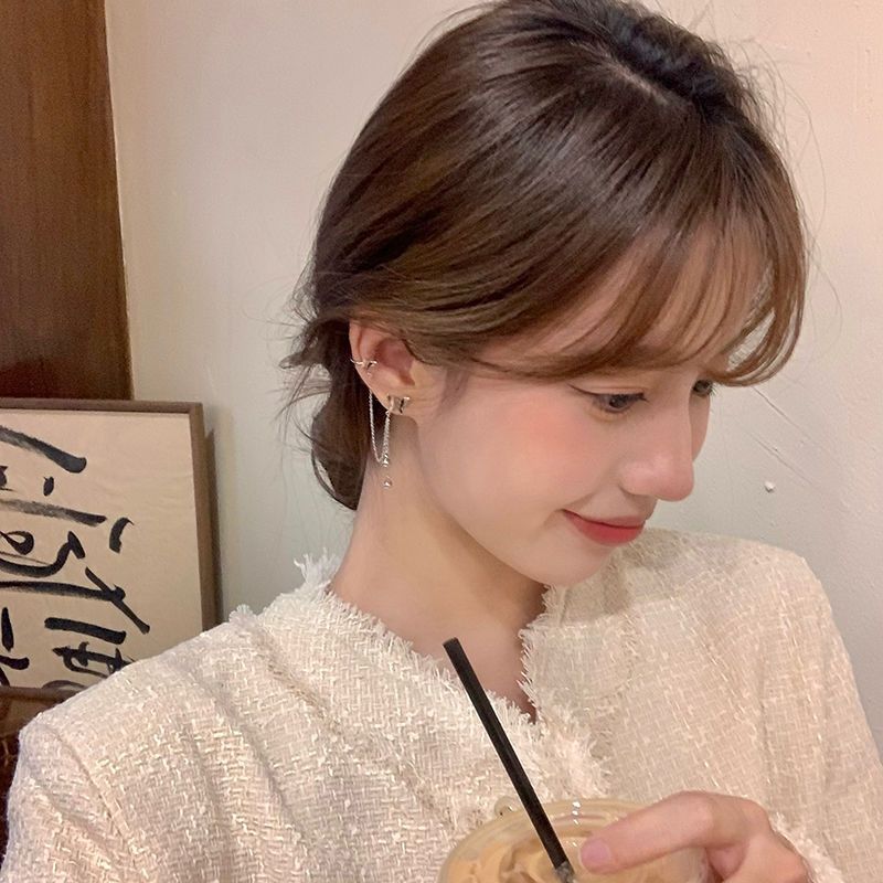 Three-piece set of ear bone clips, pearl butterfly ear studs, women's 2025 new trendy earrings, niche design sense, elegant earrings Item Picture