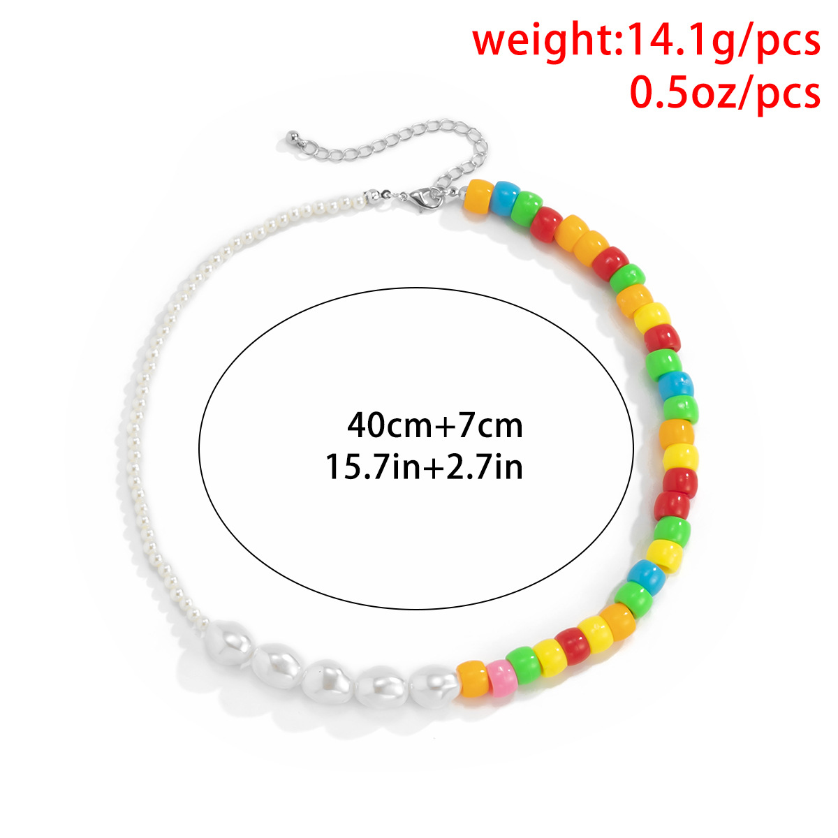 European and American cross-border jewelry: Simple candy-colored patchwork round bead collarbone chain, color-blocking single-layer pearl imitation necklace Application Scenario