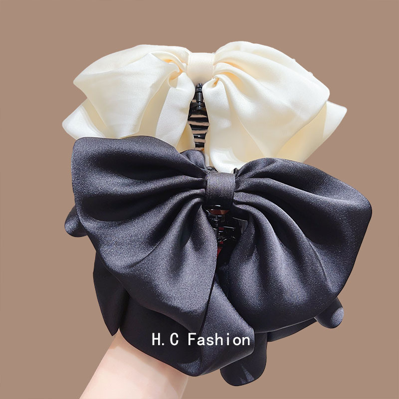 2025 New style headwear clips, French girl solid color bow hair clips, high-end low ponytail hair clips, hair accessories details Picture