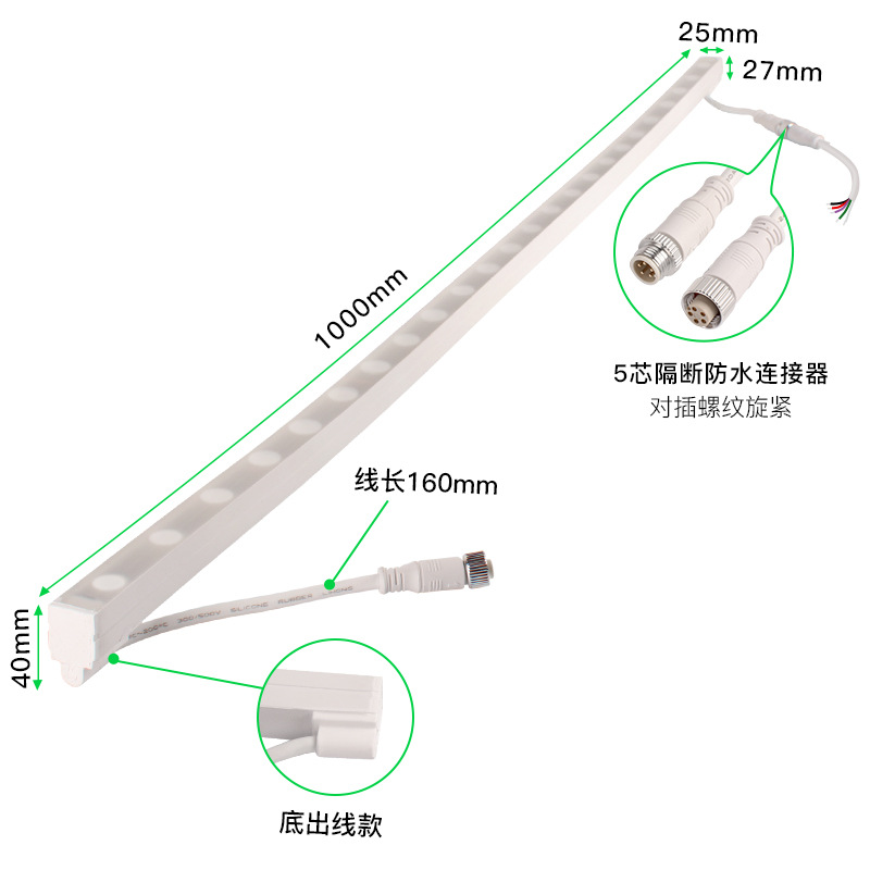 2020 Flexible silicone ip65 outdoor lens led wall-washing light Landscape Lighting Project dmx512 strip light details Picture