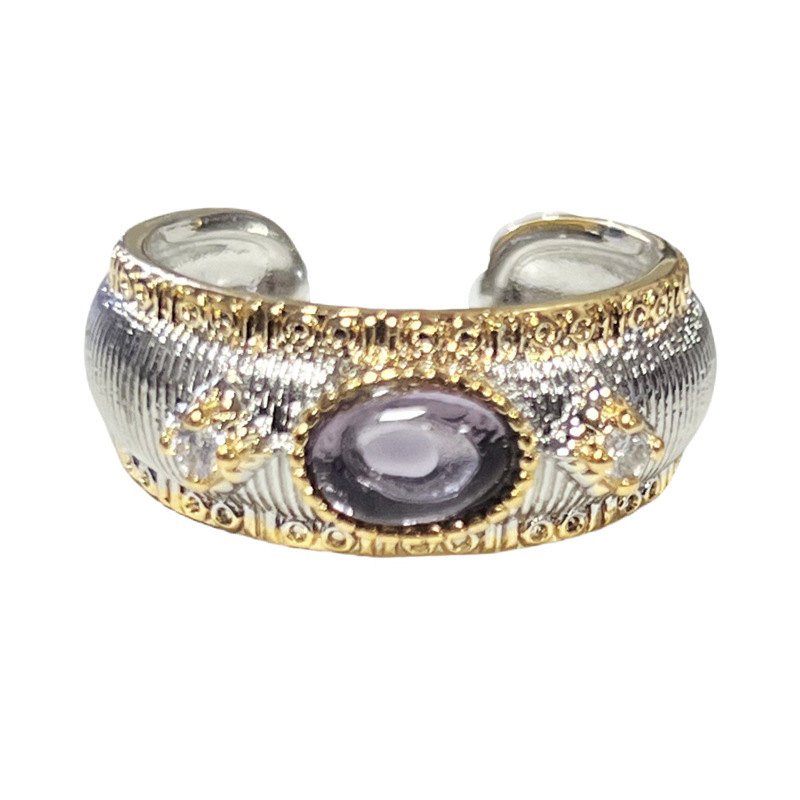 Cross-border light luxury high-end custom-made micro-inlaid retro brushed coin personalized ring, simple and exquisite layering best friend ring trend for women Item Picture