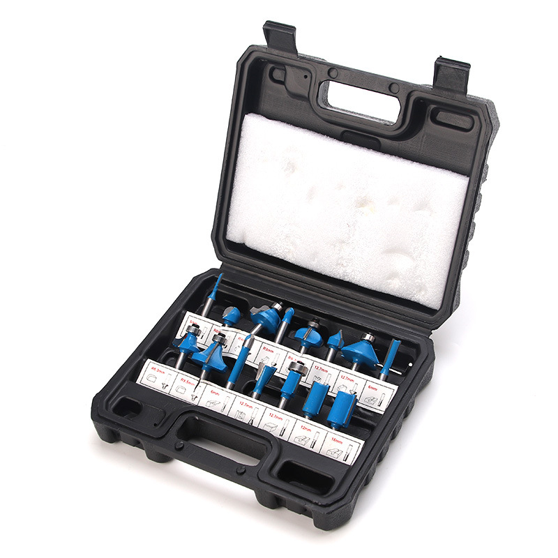 1/4 handle 15-piece woodworking milling cutter set, edge trimming machine, woodworking milling cutter tungsten steel alloy cutter head set, edge trimming cutter undefined