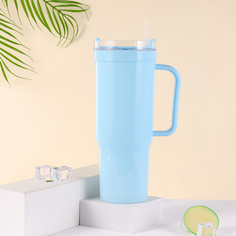 New best-selling outdoor straw cups, car drinking cups, simple commuting cups with handles, large-capacity water cups, factory wholesale details Picture