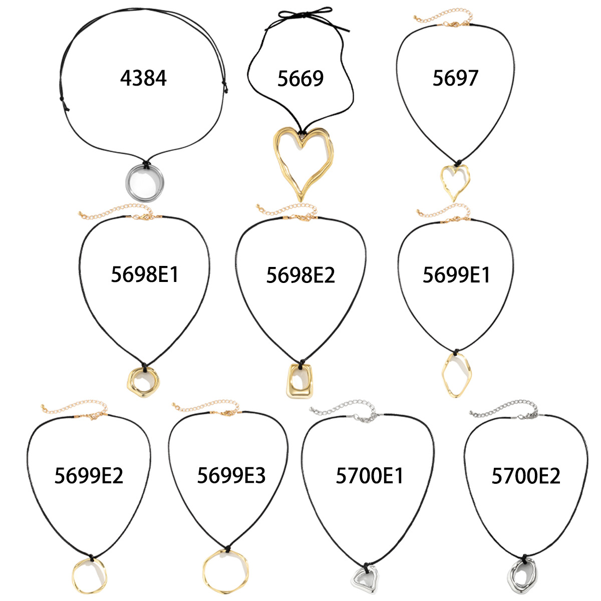 Simple metal heart-shaped hollowed-out pendant necklace from Europe and America, hip-hop, sweet and cool, irregular and versatile necklace Item Picture