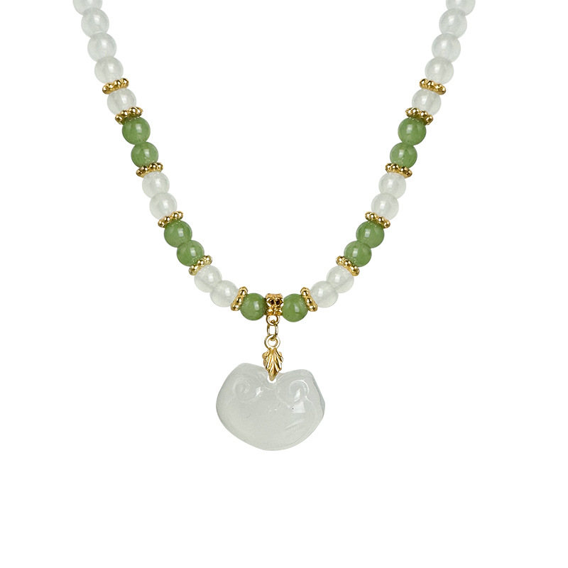 "Zhi Chun" ancient-style glass beads necklace, sweater chain, New Chinese-style niche Chinese-style horse face skirt accessories Item Picture