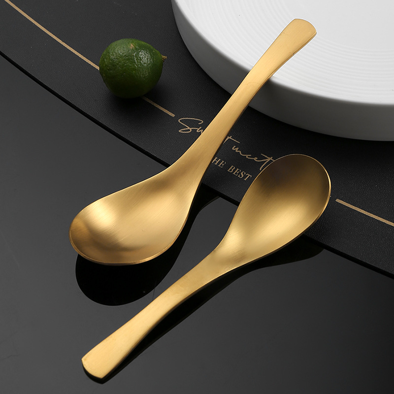 304 stainless steel sanded Earl Grey spoon, dessert spoon, hotel Korean barbecue restaurant spoon, spoon, soup spoon, logo details Picture