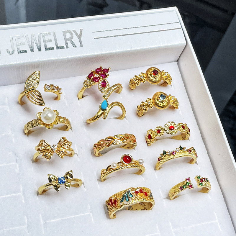 A light luxury court-style drip glaze, ancient brushed, simple open ring, elegant and versatile, fashionable and personalized ring for women Specification drawing