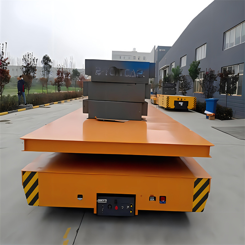 Trackless electric flat car workshop goods transportation and handling flat car battery 360-degree rotating electric flat car details Picture