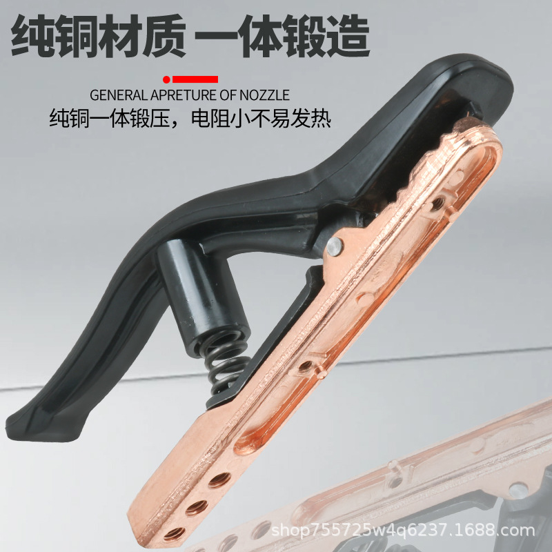 Electric welding pliers are made of pure copper and forged, which are shock-resistant, not hot to the touch and do not leak electricity. They are available in 300A, 500A, 800A and 1000A sizes, and are produced by American industrial-grade shipyards Specification drawing