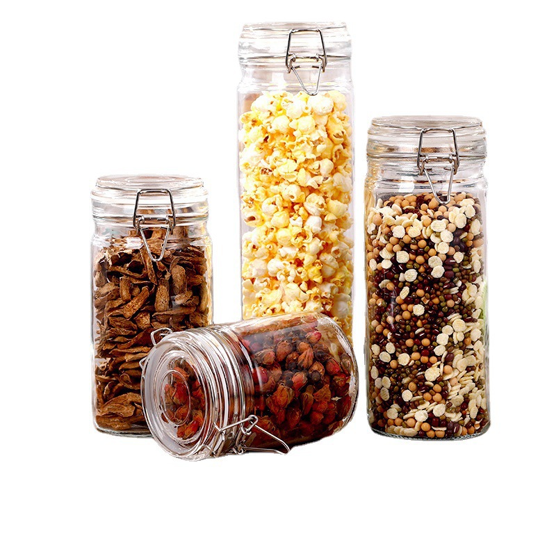 Snap-on sealed jar, glass bottle with lid, honey lemon jar, household pickles jar, kimchi food storage jar Item Picture