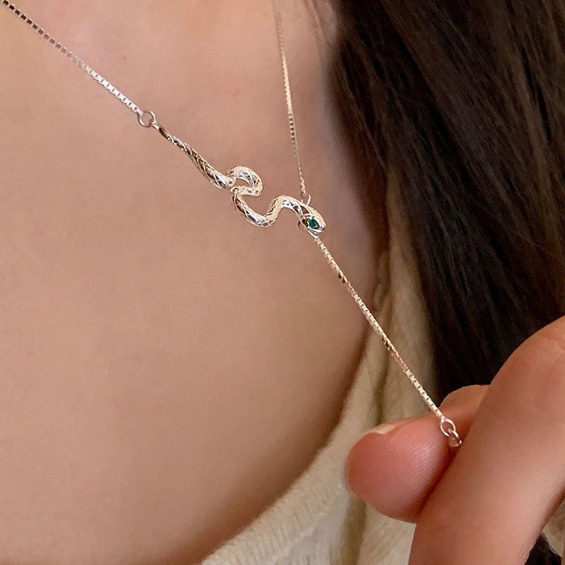 Simple and stylish snake tassel necklace for women, unique and fashionable, versatile necklace, collarbone chain for women details Picture