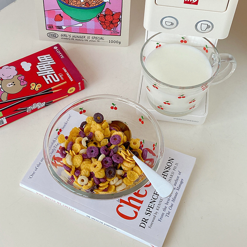 Boli's cute cherry bowl, glass salad bowl, oat bowl, fruit bowl, cold noodle bowl, dried fruit and snack bowl are all adorable Application Scenario
