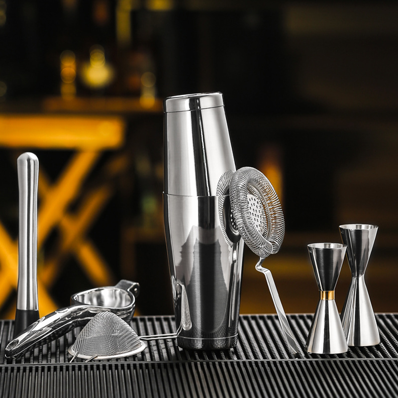Manufacturer's cross-border bar stainless steel cocktail set, self-mixed cocktail shaker glass, Shaker kettle, Boston 16-piece set details Picture