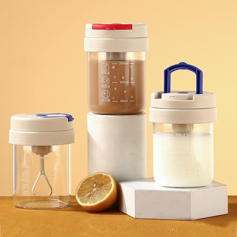 Factory wholesale electric mixer cups, battery-powered one-button coffee mixer cups, lazy person milk powder mixer glass cups details Picture