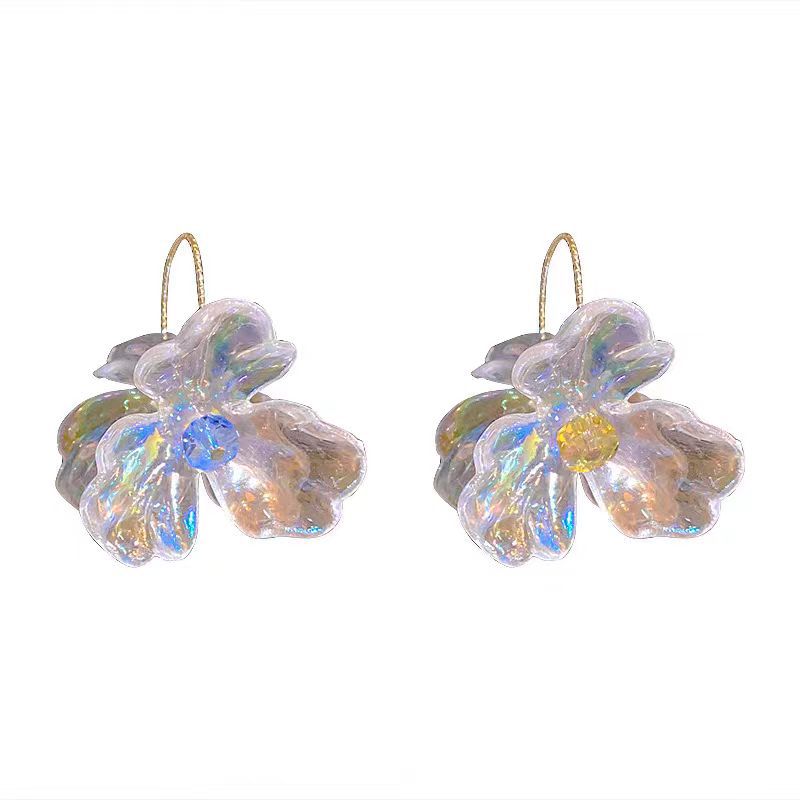 My favorite ~ Dreamy crystal flower earrings with an ethereal atmosphere, a niche design sense, and high-end ins color-blocking stud earrings Item Picture