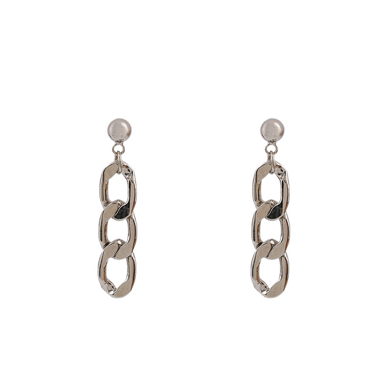 European and American hip-hop style chain, super cool, individual, simple, neutral and cold design sense, 925 silver stud ear clips Item Picture