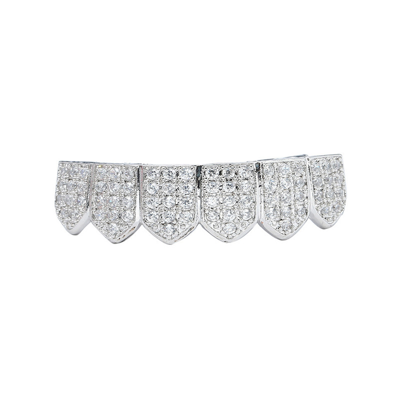 Cross-border new product: Purple oil-drip dental jewelry, heart zircon inlaid zircon hip-hop personality, Halloween nightclub exaggerated dental jewelry Specification drawing